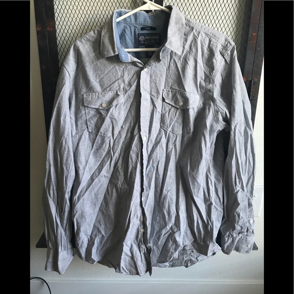 Men's silver button down shirt